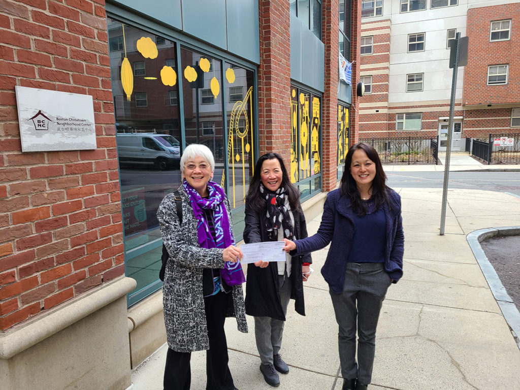 Elaine Shiang and Stephanie Yang (PL Sisters, Boston Chapter). Joann Yung (Director of Development for BCNC)